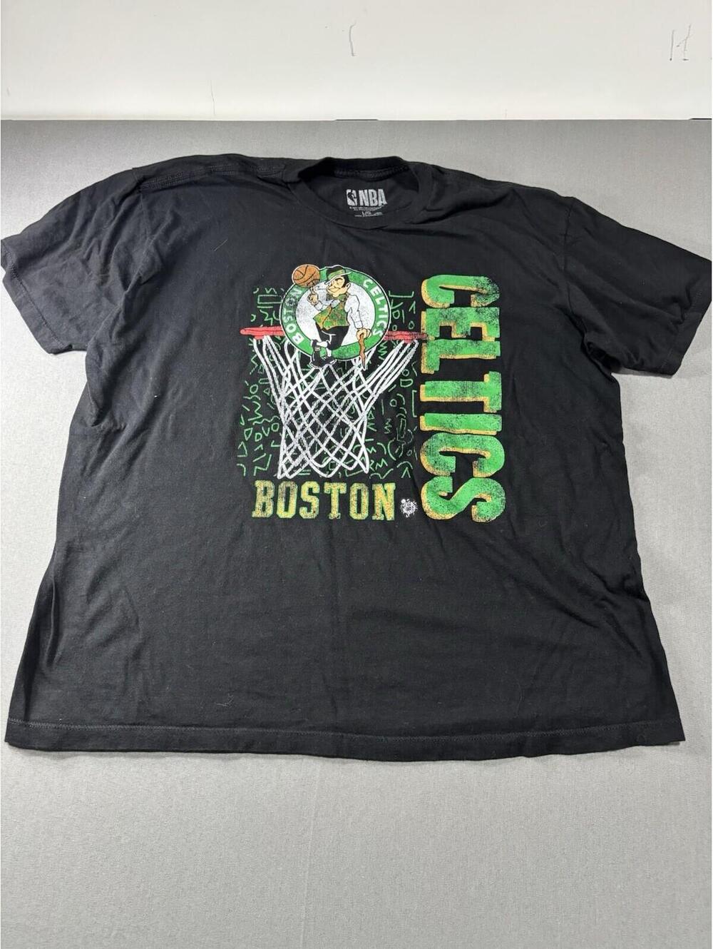 NBA BOSTON CELTICS Style Graphic Black T-Shirt Adult Size Large